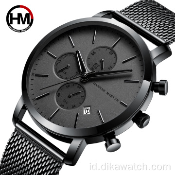 Top Brand Fashion Pria Jam Tangan Multifungsi Kecil Dial Clock Stainless Steel Mesh Bisnis Tahan Air Jam Tangan